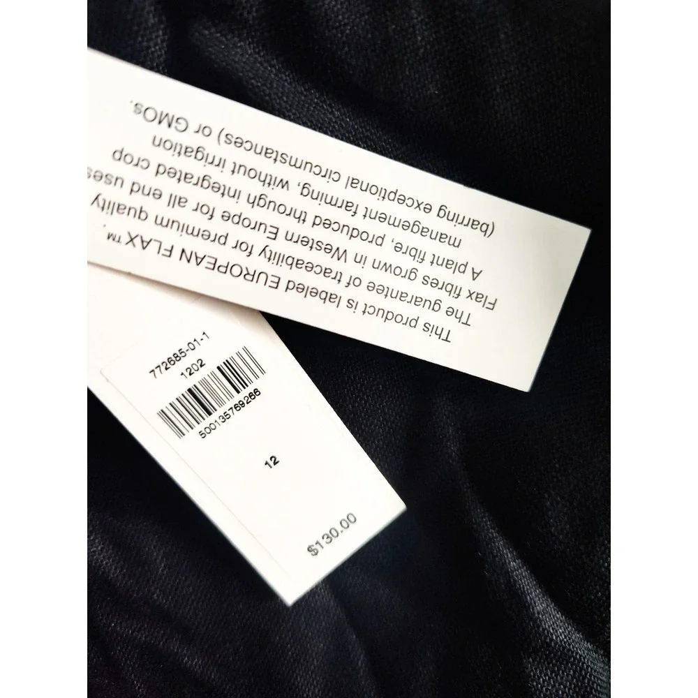 New Banana Republic Pants 12 Linen Kick Flare Lace Trim‎ Cropped Coastal Black